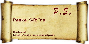 Paska Sára névjegykártya